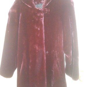 Dennis Basso Faux Fur Coat - Maroon - XL - NWOT